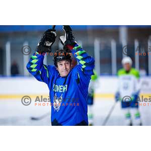 Tomaz Razingar at Charity match at reopening of Bled Ice rink between Slovenia Youth and Slovenia Old in Bled, Slovenia on July 9, 2025