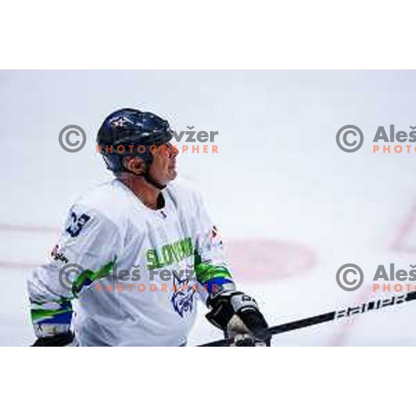 Matjaz Kopitar at Charity match at reopening of Bled Ice rink between Slovenia Youth and Slovenia Old in Bled, Slovenia on July 9, 2025