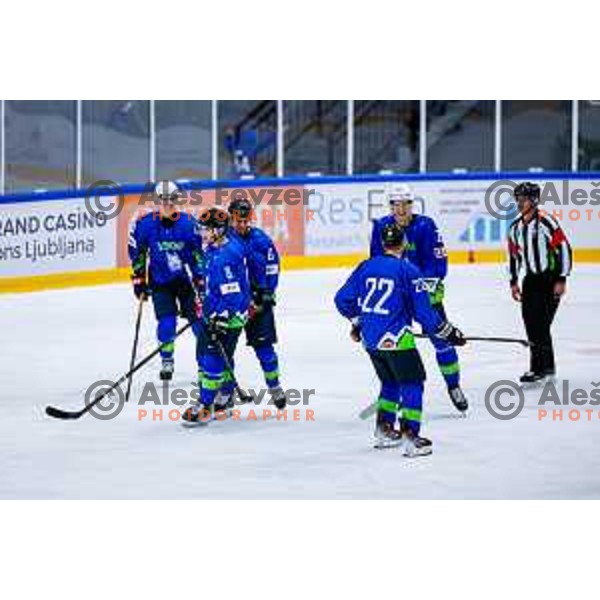 Charity match at reopening of Bled Ice rink between Slovenia Youth and Slovenia Old in Bled, Slovenia on July 9, 2025