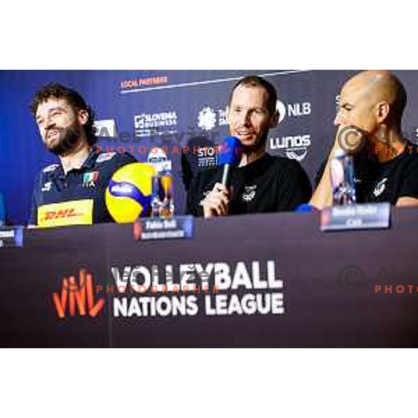 Tine Urnaut of Slovenia during Volleyball Nations League press conference in Ljubljana, Slovenia on July 15, 2025