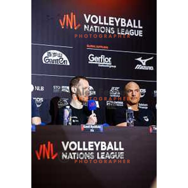 Tine Urnaut of Slovenia during Volleyball Nations League press conference in Ljubljana, Slovenia on July 15, 2025