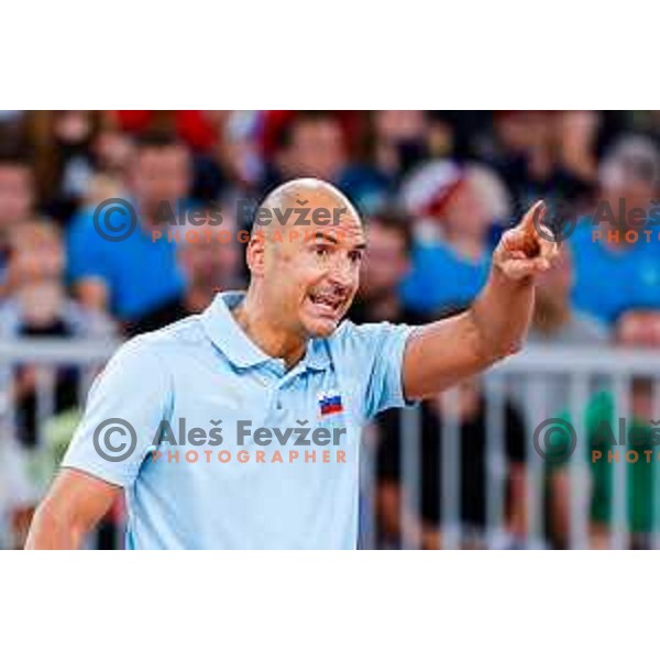 Fabio Soli, head coach of Slovenia in action during Men’s Volleyball Nations League match between Slovenia and Canada in Ljubljana, Slovenia on July 16, 2025