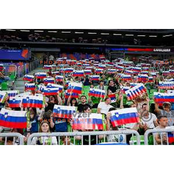 in action during Men’s Volleyball Nations League match between Slovenia and Canada in Ljubljana, Slovenia on July 16, 2025