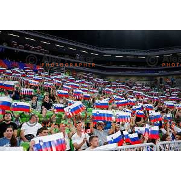 in action during Men’s Volleyball Nations League match between Slovenia and Canada in Ljubljana, Slovenia on July 16, 2025