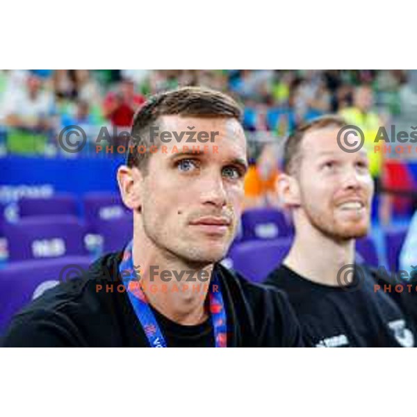 Gregor Ropret of Slovenia during Men’s Volleyball Nations League match between Slovenia and Canada in Ljubljana, Slovenia on July 16, 2025