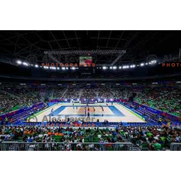 in action during Men’s Volleyball Nations League match between Slovenia and Canada in Ljubljana, Slovenia on July 16, 2025