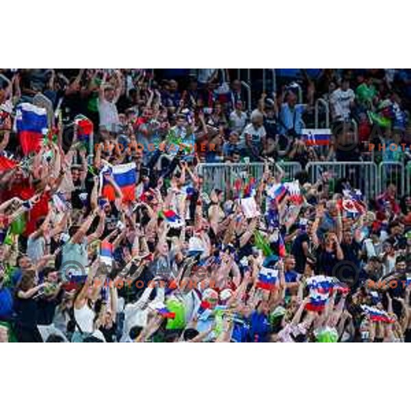 in action during Men’s Volleyball Nations League match between Slovenia and Canada in Ljubljana, Slovenia on July 16, 2025
