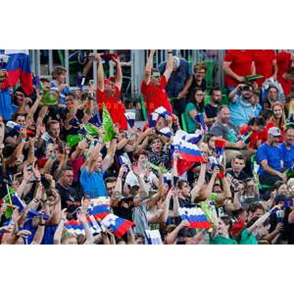 in action during Men’s Volleyball Nations League match between Slovenia and Canada in Ljubljana, Slovenia on July 16, 2025