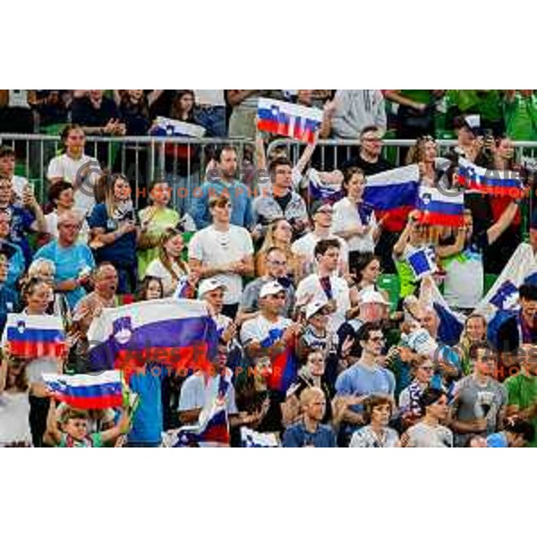 in action during Men’s Volleyball Nations League match between Slovenia and Canada in Ljubljana, Slovenia on July 16, 2025