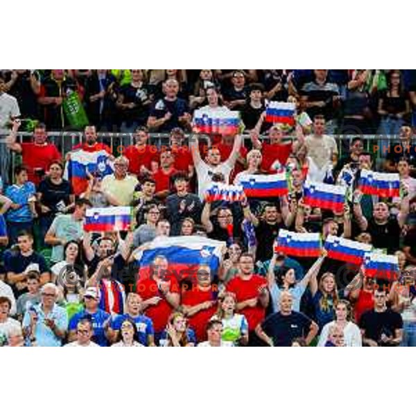 in action during Men’s Volleyball Nations League match between Slovenia and Canada in Ljubljana, Slovenia on July 16, 2025