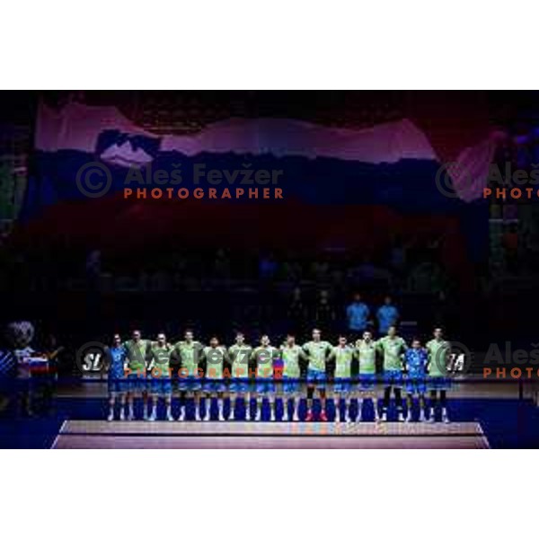 Slovenian team during Men’s Volleyball Nations League match between Slovenia and Canada in Ljubljana, Slovenia on July 17, 2025. Photo Grega Valancic