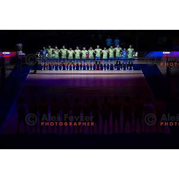 Slovenian team during Men’s Volleyball Nations League match between Slovenia and Canada in Ljubljana, Slovenia on July 17, 2025. Photo Grega Valancic