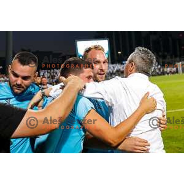 Slavisa Stojanovic, head coach of Koper celebrates victory at UEFA Conference League first qualifying round football match between FC Koper (SLO) and FK Zeljeznicar Sarajevo (BiH) at Bonifika Stadium in Koper, Slovenia on July 17, 2025