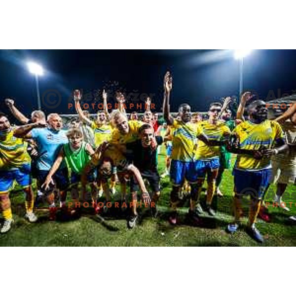 Players of Koper celebrate victory in the UEFA Conference League football match between FC Koper (SLO) and FK Zeljeznicar Sarajevo (BiH) at Bonifika Stadium in Koper, Slovenia on July 17, 2025