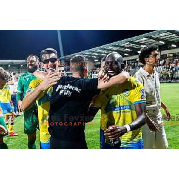 Players of Koper celebrate victory in the UEFA Conference League football match between FC Koper (SLO) and FK Zeljeznicar Sarajevo (BiH) at Bonifika Stadium in Koper, Slovenia on July 17, 2025