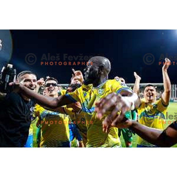 Players of Koper celebrate victory in the UEFA Conference League football match between FC Koper (SLO) and FK Zeljeznicar Sarajevo (BiH) at Bonifika Stadium in Koper, Slovenia on July 17, 2025