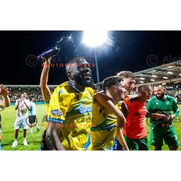 Players of Koper celebrate victory in the UEFA Conference League football match between FC Koper (SLO) and FK Zeljeznicar Sarajevo (BiH) at Bonifika Stadium in Koper, Slovenia on July 17, 2025