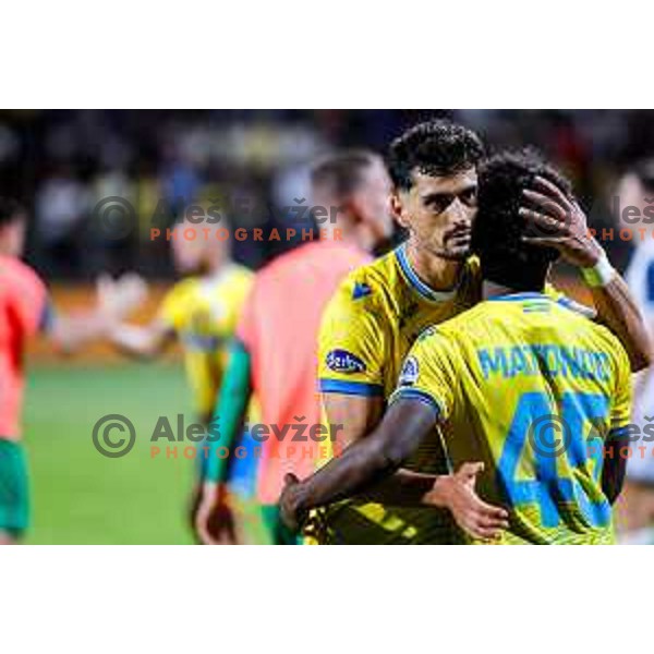 Players of Koper celebrate victory in the UEFA Conference League football match between FC Koper (SLO) and FK Zeljeznicar Sarajevo (BiH) at Bonifika Stadium in Koper, Slovenia on July 17, 2025