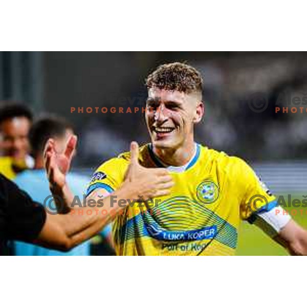 Players of Koper celebrate victory in the UEFA Conference League football match between FC Koper (SLO) and FK Zeljeznicar Sarajevo (BiH) at Bonifika Stadium in Koper, Slovenia on July 17, 2025