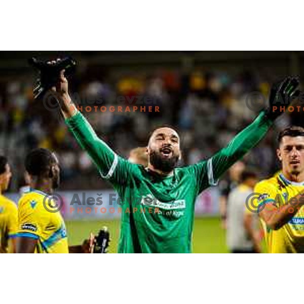 Players of Koper celebrate victory in the UEFA Conference League football match between FC Koper (SLO) and FK Zeljeznicar Sarajevo (BiH) at Bonifika Stadium in Koper, Slovenia on July 17, 2025