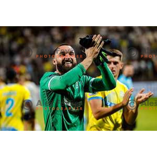 Players of Koper celebrate victory in the UEFA Conference League football match between FC Koper (SLO) and FK Zeljeznicar Sarajevo (BiH) at Bonifika Stadium in Koper, Slovenia on July 17, 2025