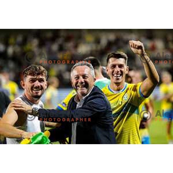 Players of Koper celebrate victory in the UEFA Conference League football match between FC Koper (SLO) and FK Zeljeznicar Sarajevo (BiH) at Bonifika Stadium in Koper, Slovenia on July 17, 2025