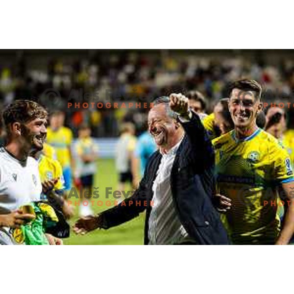 Players of Koper celebrate victory in the UEFA Conference League football match between FC Koper (SLO) and FK Zeljeznicar Sarajevo (BiH) at Bonifika Stadium in Koper, Slovenia on July 17, 2025