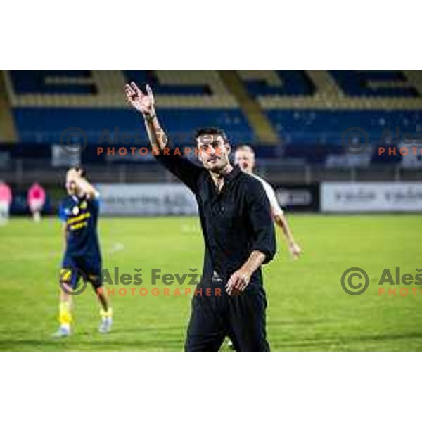 Albert Riera, head coach of Celje celebrates victory after UEFA Europa League 2025/26 qualifier football match between NK Celje and Sabah FC in Stadion z’dezele, Celje, Slovenia on July 17, 2025. Photo: Jure Banfi