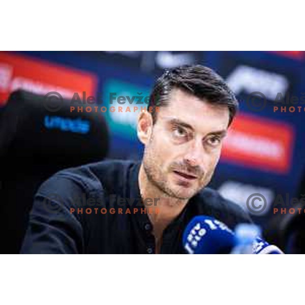 Albert Riera, head coach of NK Celje at the press conference after UEFA Europa League 2025/26 qualifier football match between NK Celje and Sabah FC in Stadion z’dezele, Celje, Slovenia on July 17, 2025. Photo: Jure Banfi