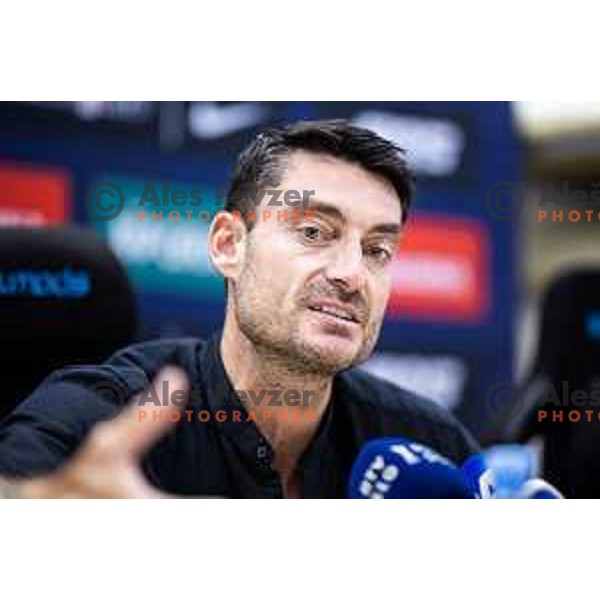 Albert Riera, head coach of NK Celje at the press conference after UEFA Europa League 2025/26 qualifier football match between NK Celje and Sabah FC in Stadion z’dezele, Celje, Slovenia on July 17, 2025. Photo: Jure Banfi