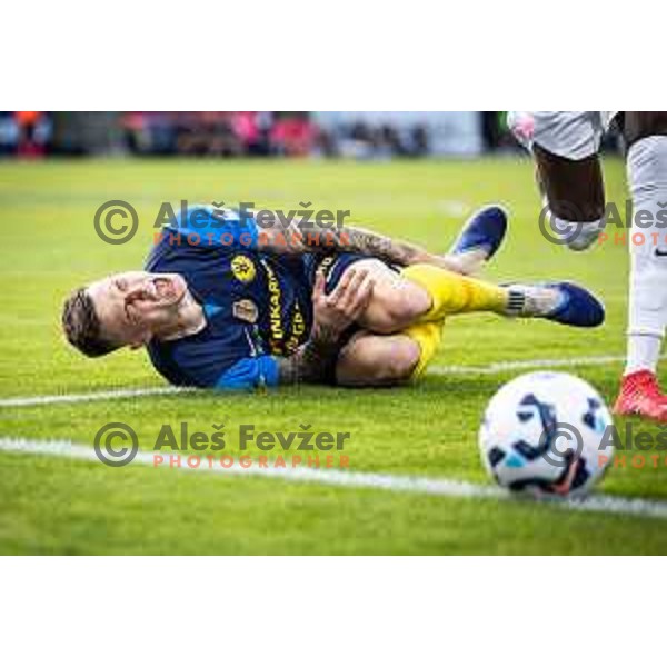 Franko Kovacevic injured during UEFA Europa League 2025/26 qualifier football match between NK Celje and Sabah FC in Stadion z’dezele, Celje, Slovenia on July 17, 2025. Photo: Jure Banfi