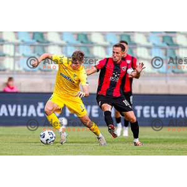 in action during Prva liga Telemach 2025/2026 football match between Primorje and Domzale in Ajdovscina, Slovenia on July 19, 2025
