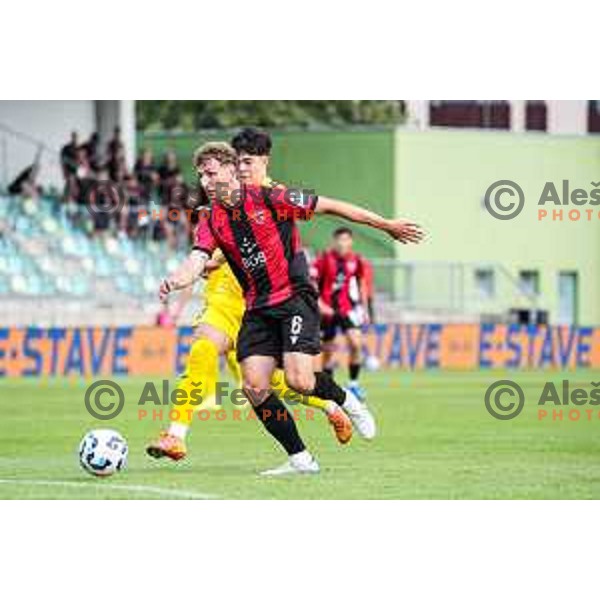 in action during Prva liga Telemach 2025/2026 football match between Primorje and Domzale in Ajdovscina, Slovenia on July 19, 2025