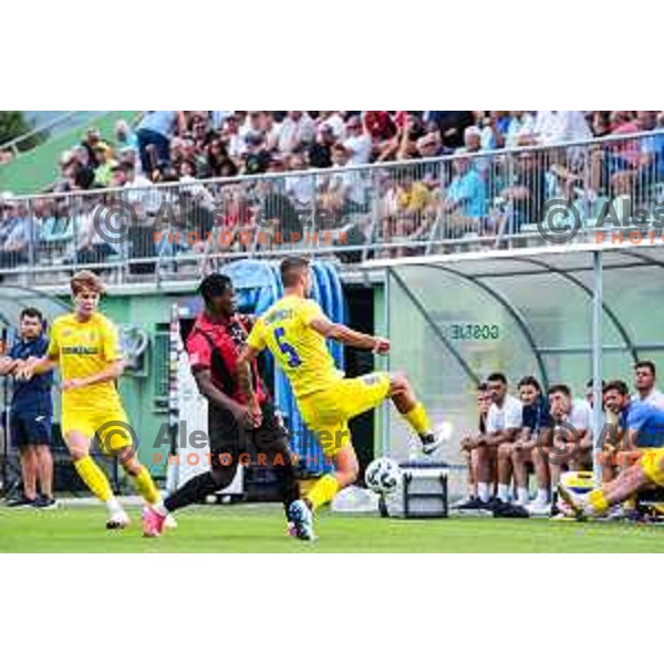 in action during Prva liga Telemach 2025/2026 football match between Primorje and Domzale in Ajdovscina, Slovenia on July 19, 2025
