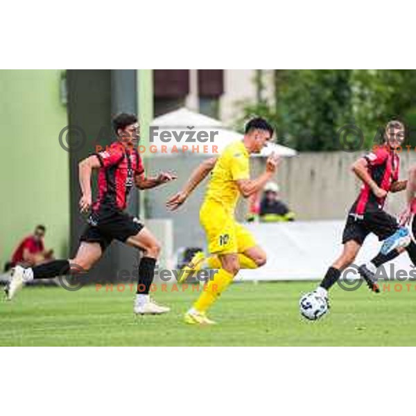 in action during Prva liga Telemach 2025/2026 football match between Primorje and Domzale in Ajdovscina, Slovenia on July 19, 2025