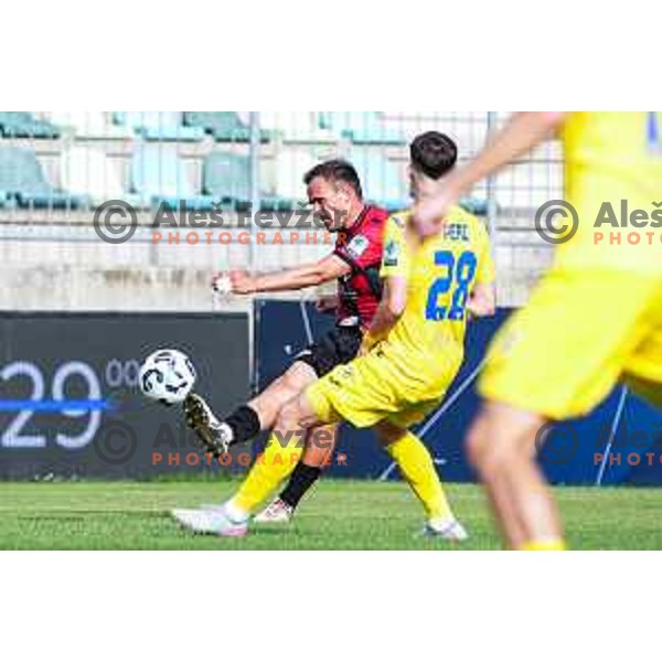 in action during Prva liga Telemach 2025/2026 football match between Primorje and Domzale in Ajdovscina, Slovenia on July 19, 2025