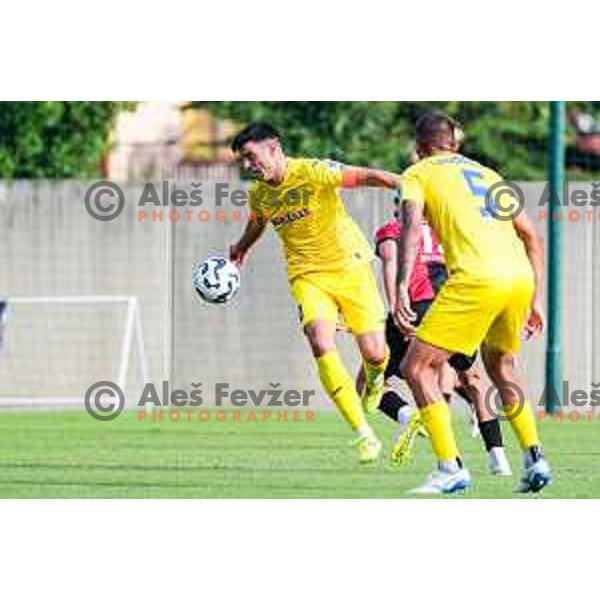 in action during Prva liga Telemach 2025/2026 football match between Primorje and Domzale in Ajdovscina, Slovenia on July 19, 2025