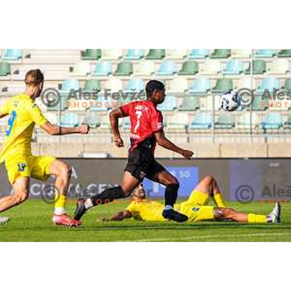 in action during Prva liga Telemach 2025/2026 football match between Primorje and Domzale in Ajdovscina, Slovenia on July 19, 2025