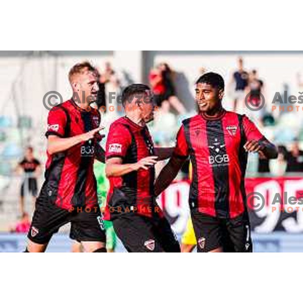 Roger Andretty Murillo Soto celebrates a goal during Prva liga Telemach 2025/2026 football match between Primorje and Domzale in Ajdovscina, Slovenia on July 19, 2025