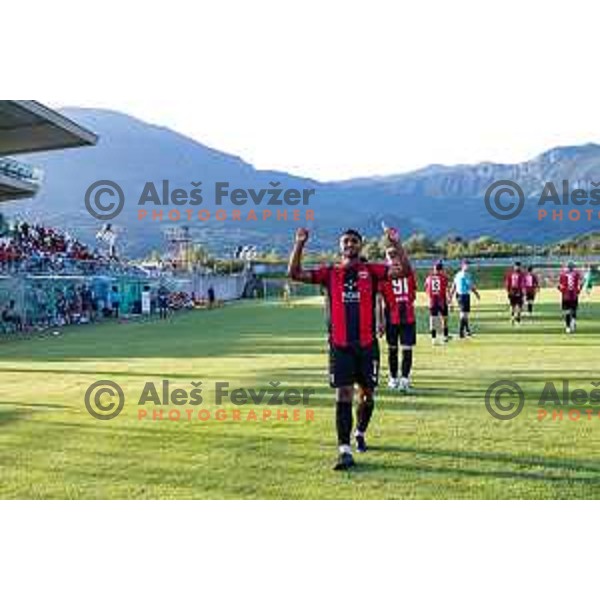 Roger Andretty Murillo Soto celebrates a goal during Prva liga Telemach 2025/2026 football match between Primorje and Domzale in Ajdovscina, Slovenia on July 19, 2025