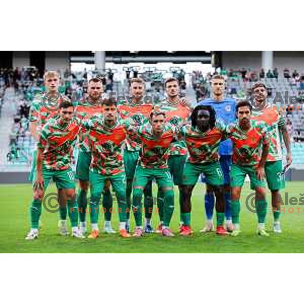Starting XI of Olimpija prior to Prva liga Telemach 2025/2026 football match between Olimpija and Mura in SRC Stozice, Ljubljana, Slovenia on July 19, 2025. Photo: Filip Barbalic