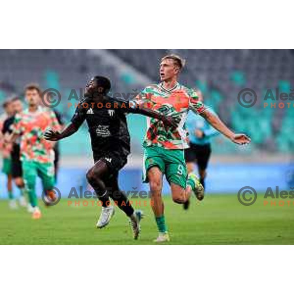 Faad Sana of Mura and Dino Kojic of Olimpija in action during Prva liga Telemach 2025/2026 football match between Olimpija and Mura in SRC Stozice, Ljubljana, Slovenia on July 19, 2025. Photo: Filip Barbalic