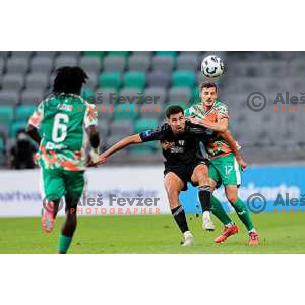 Tomislav Glavan of Mura and Ahmet Muhamedbegovic of Olimpija in action during Prva liga Telemach 2025/2026 football match between Olimpija and Mura in SRC Stozice, Ljubljana, Slovenia on July 19, 2025. Photo: Filip Barbalic