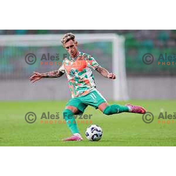 Alex Blanco of Olimpija in action during Prva liga Telemach 2025/2026 football match between Olimpija and Mura in SRC Stozice, Ljubljana, Slovenia on July 19, 2025. Photo: Filip Barbalic