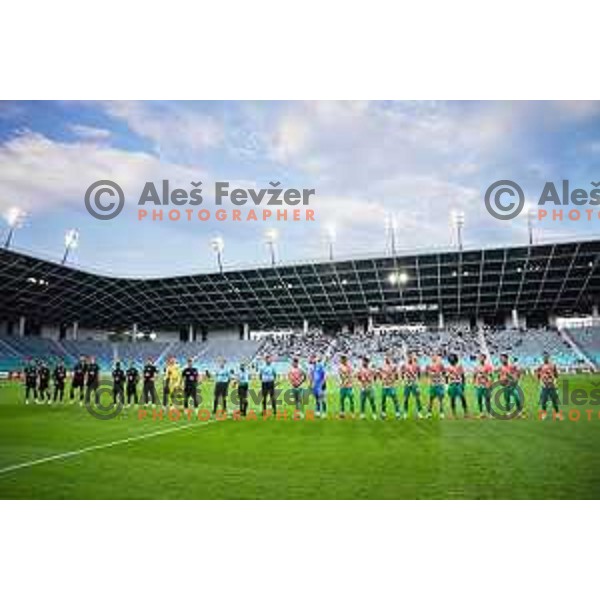 Starting XI of Mura and Olimpija prior to Prva liga Telemach 2025/2026 football match between Olimpija and Mura in SRC Stozice, Ljubljana, Slovenia on July 19, 2025. Photo: Filip Barbalic