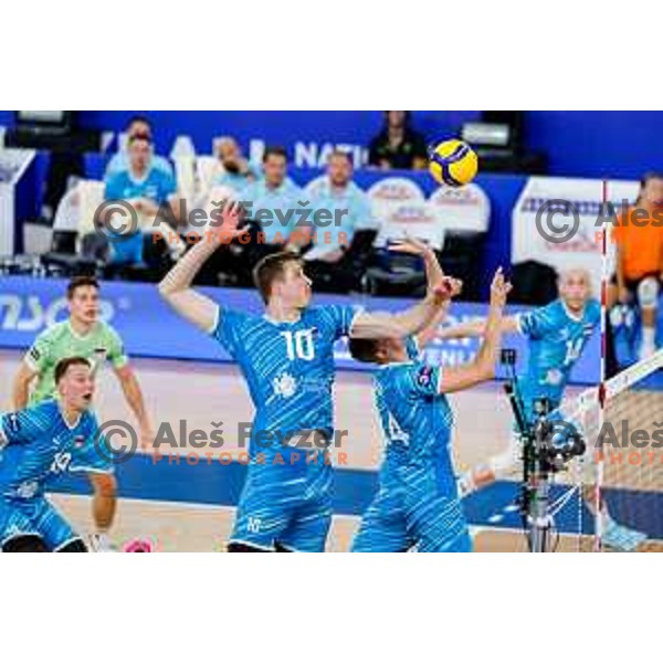 Saso Stalekar of Slovenia in action during Men’s Volleyball Nations League match between Slovenia and Italy in Ljubljana, Slovenia on July 19, 2025