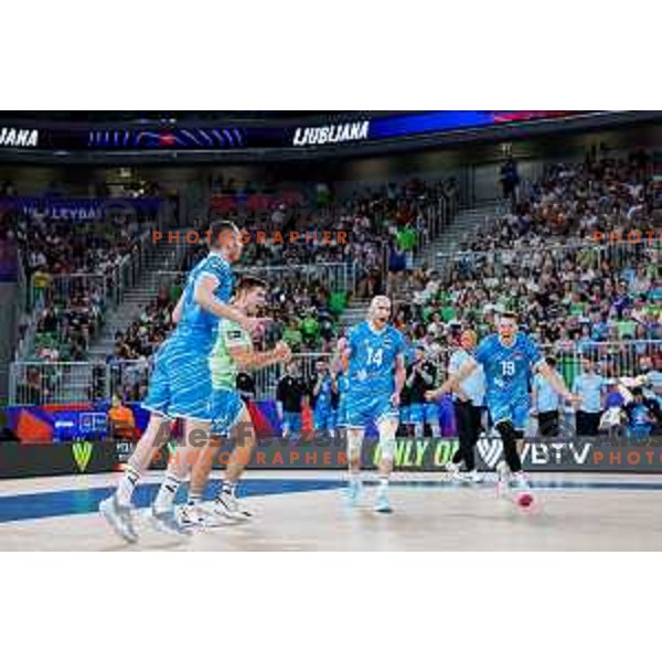 Ziga Stern of Slovenia in action during Men’s Volleyball Nations League match between Slovenia and Italy in Ljubljana, Slovenia on July 19, 2025