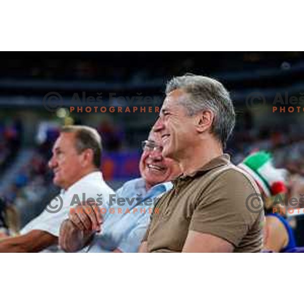Zoran Jankovic and Robert Golob during Men’s Volleyball Nations League match between Slovenia and Italy in Ljubljana, Slovenia on July 19, 2025.