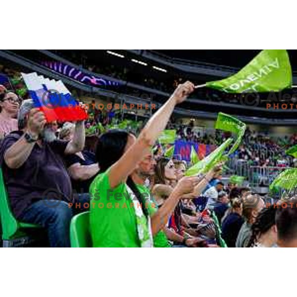 of Slovenia in action during Men’s Volleyball Nations League match between Slovenia and Italy in Ljubljana, Slovenia on July 19, 2025.