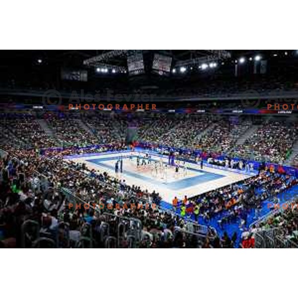 of Slovenia in action during Men’s Volleyball Nations League match between Slovenia and Italy in Ljubljana, Slovenia on July 19, 2025.